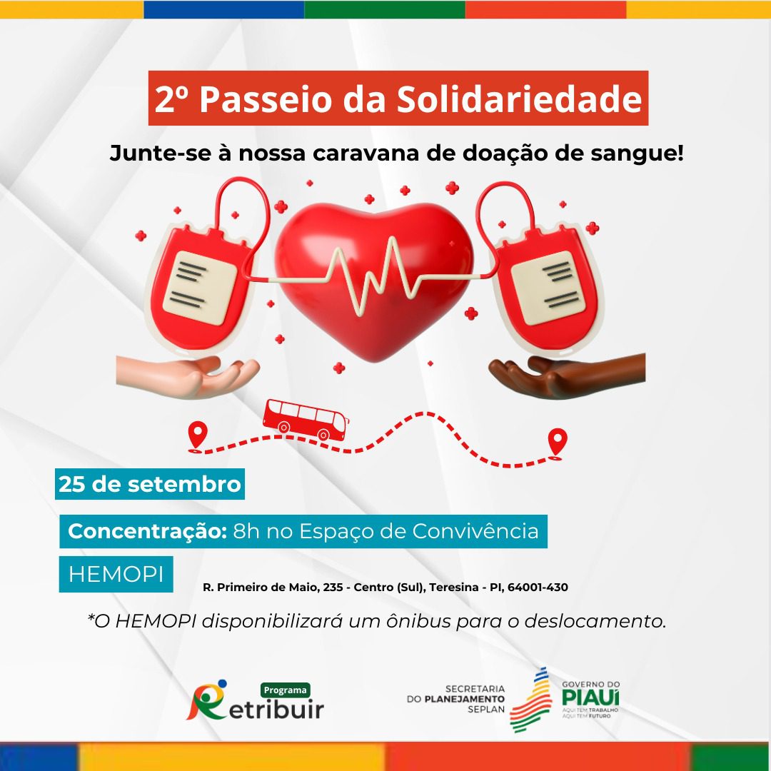 Seplan promove campanha de doação de sangue com 2º edição do Passeio Solidário